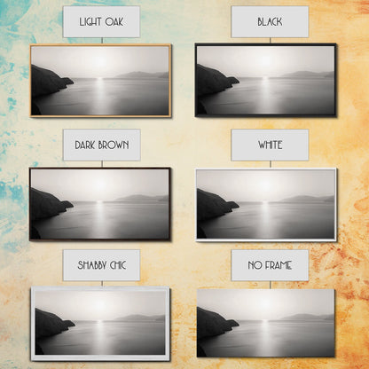 Minimalist Seascape, Tranquil Horizon, Ocean Sun Glow, Zen Wall Art, Canvas Print, Meditation Room Decor, Neutral Tones Minimal Art