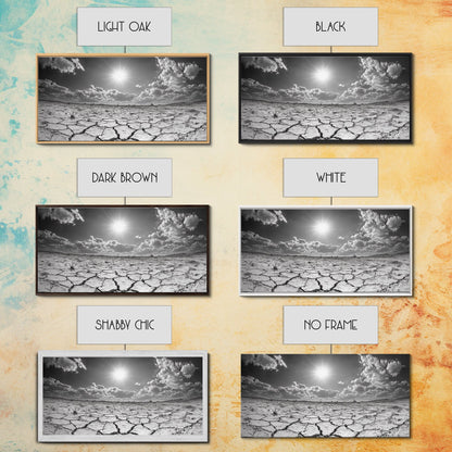 Cracked Earth Sun, Desert Landscape, Dramatic Sky, Canvas Print, Southwestern Decor, Fall Wall Art, Earth Tones Rustic Home Accent