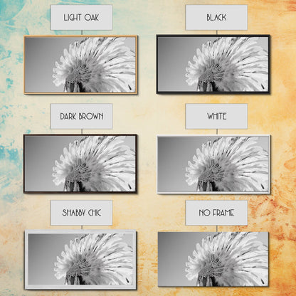 Kopfschmuck der Ureinwohner, Federkrone, Kulturelle Hommage, Leinwanddruck, Boho-Ethno-Dekor, Wandbild fürs Schlafzimmer, Monochromer indigener Stil