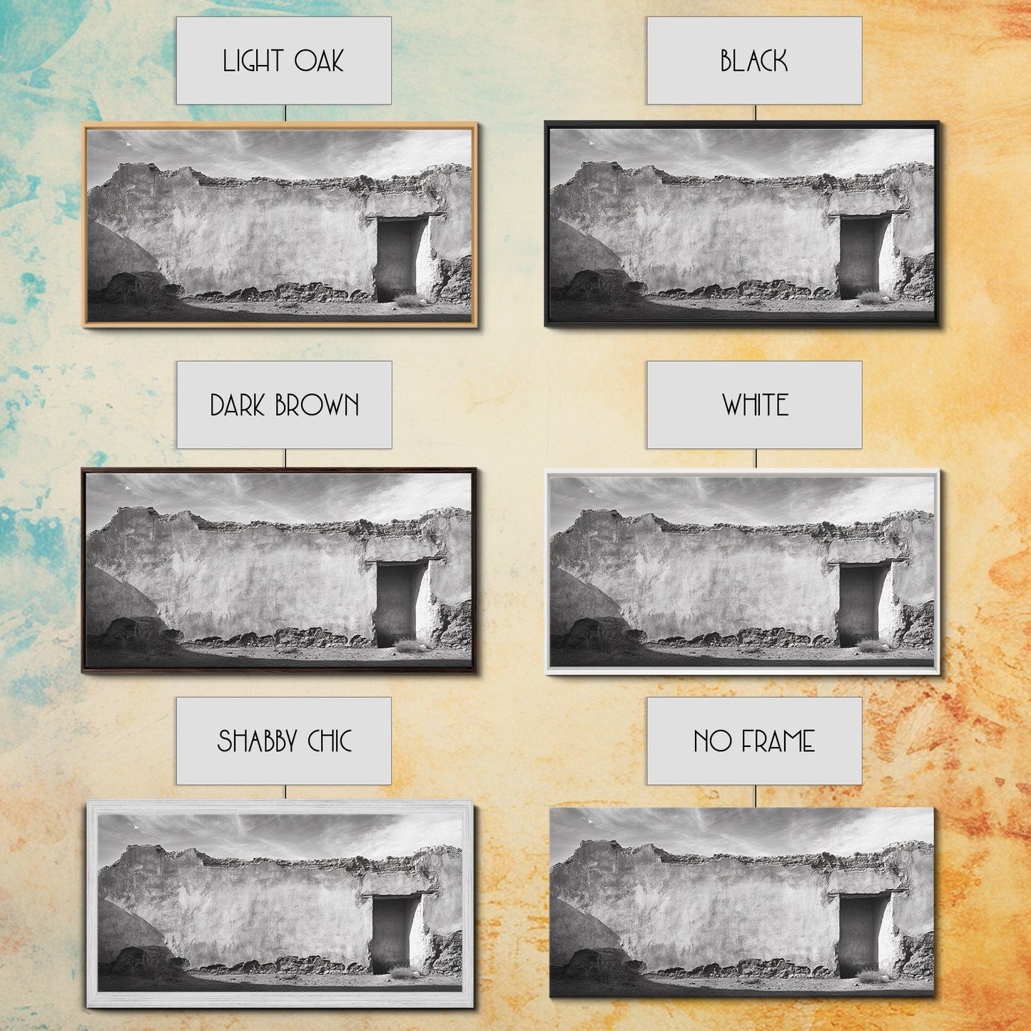 Adobe Wall, Desert Door, Rustic Texture, Framed Canvas Print, Southwest Wall Art, Neutral Earth Tones, Boho Western Living Room Decor