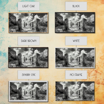 Ocean Pier, Seaside Dock, Crashing Waves, Canvas Print, Dramatic Coastal Wall Art, Black And White Decor, Bathroom Or Hallway Photography