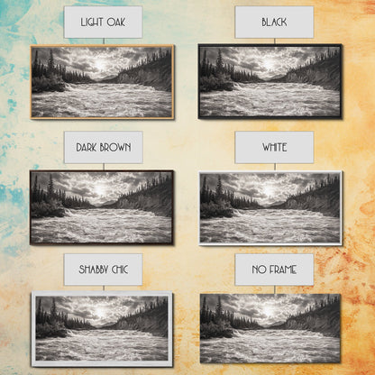 Mountain River Rapids, Adventure Landscape, Moody Forest Wall Art, Nature Explorer Vibes, Rustic Cabin Decor, Canvas Print