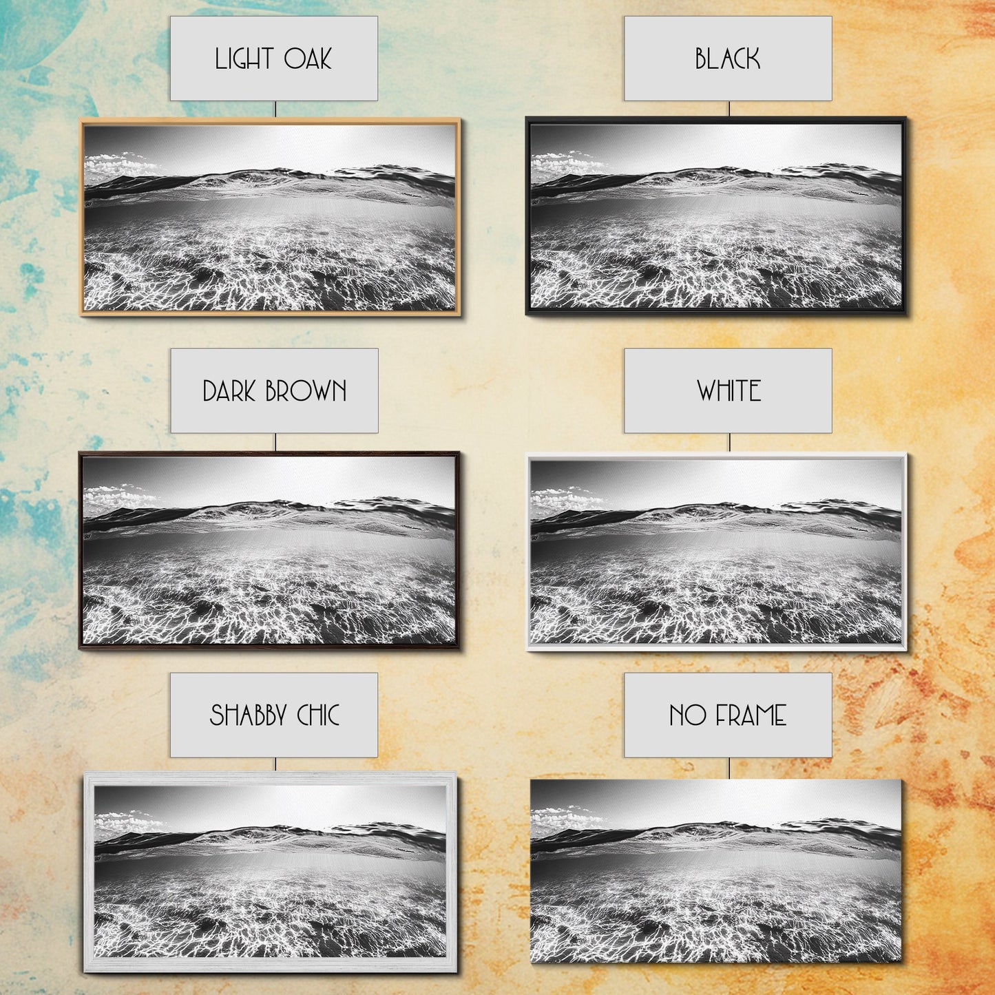 Ocean Surface, Sunlit Water, Sea Ripple, Underwater Light, Canvas Print, Modern Beach Art, Bathroom Wall Decor, Coastal Vibes