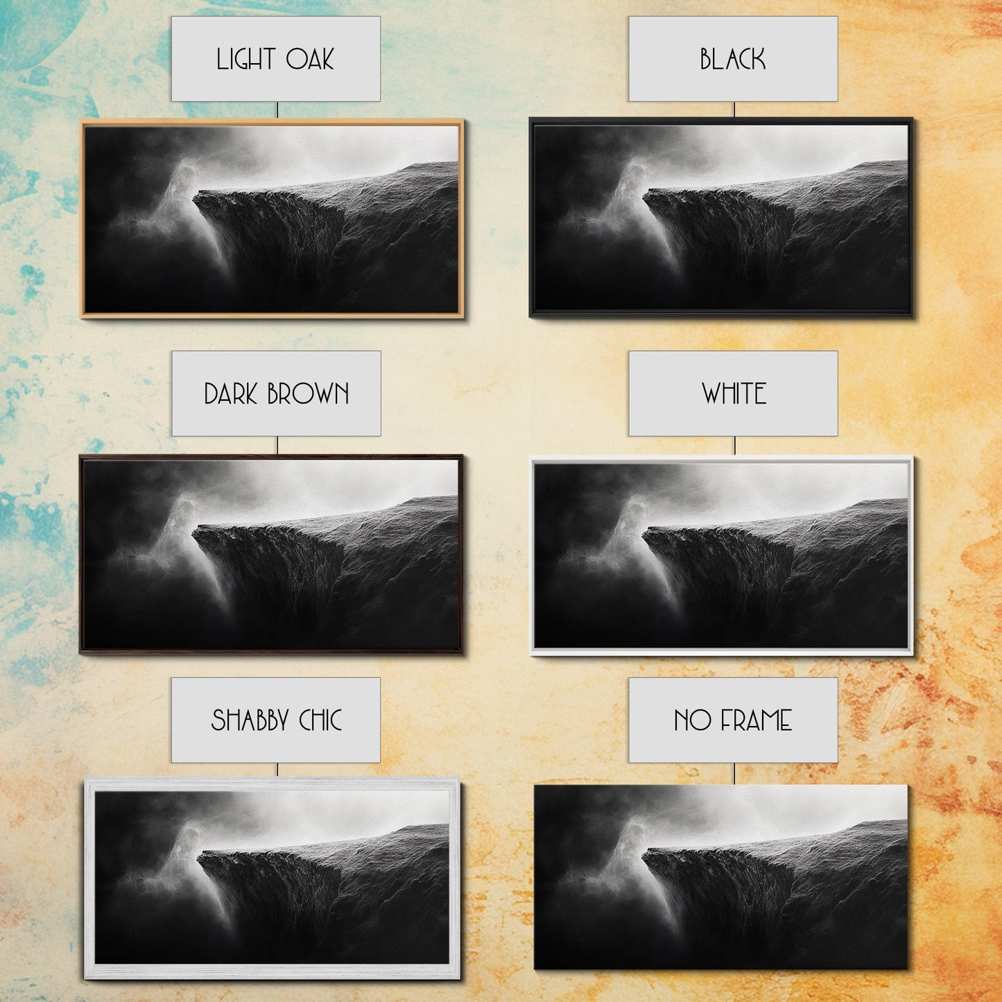 Misty Cliff, Fantasy Landscape, Monochrome Art, Mysterious Edge, Canvas Print, Moody Wall Decor, Bedroom Wall Art, Dark Nature Photography