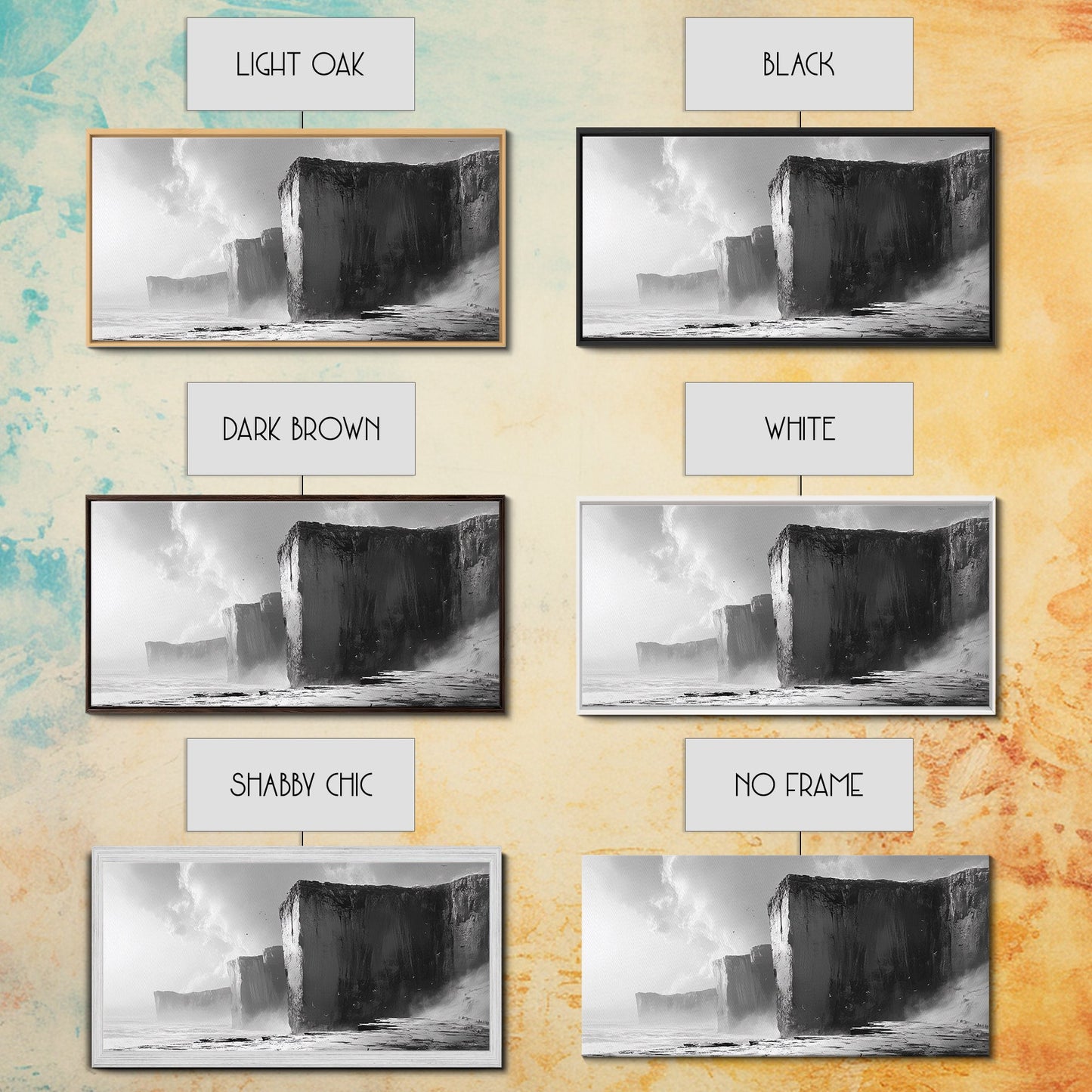 Ocean Cliffs, Towering Rock, Misty Coast, Rugged Seascape, Canvas Print, Moody Wall Art, Office Decor, Dramatic Landscape, Office Decor