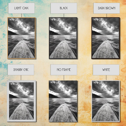 Stormy Sea, Paddle Board, Dramatic Sky, Ocean Adventure, Framed Canvas Print, Den Wall Art, Nautical Minimalist Decor, bedroom wall art