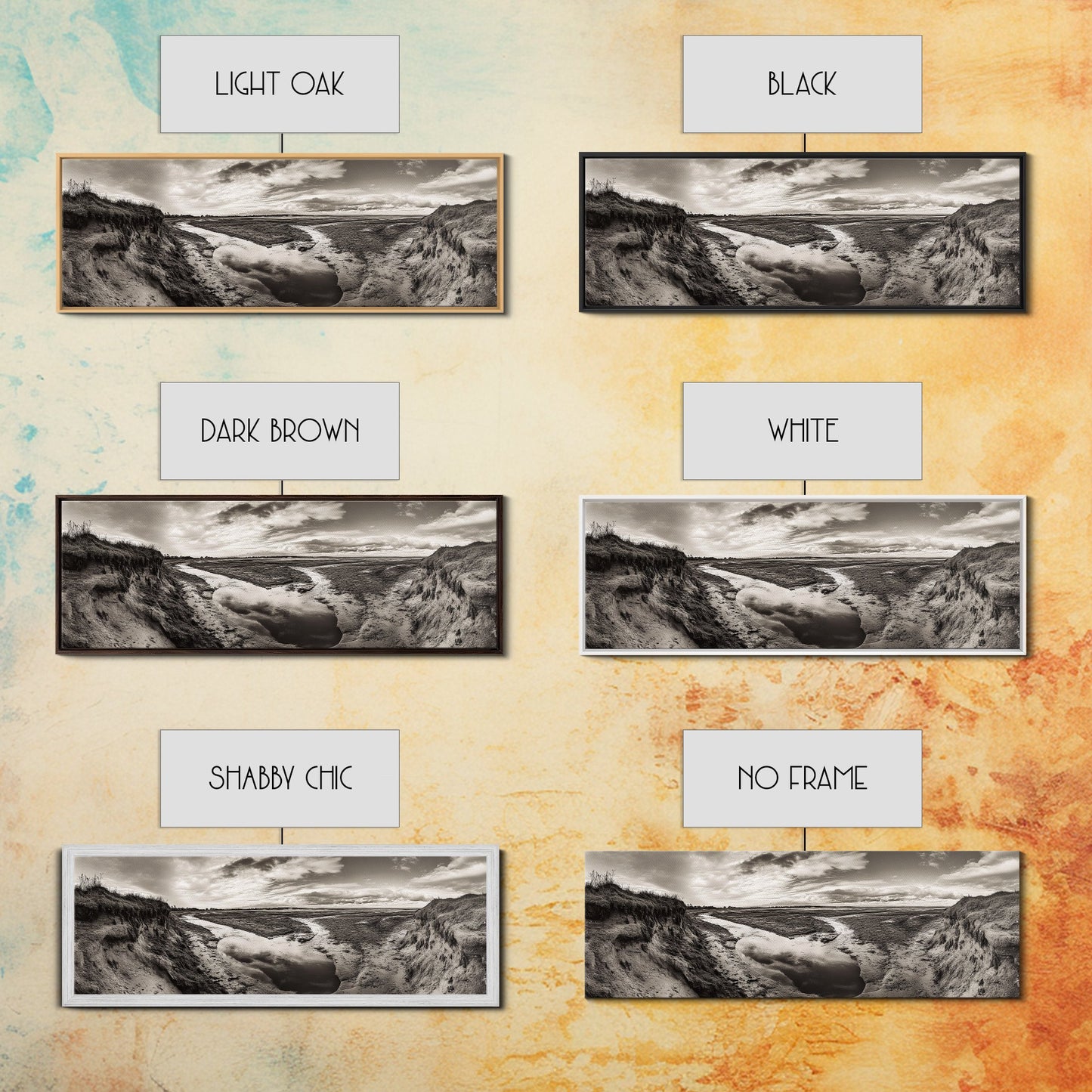 Marsh Landscape, Coastal Grasslands, Autumn Earth Tones, Framed Canvas Print, Fall Wall Art, Farmhouse Style, Rustic Entryway Decor