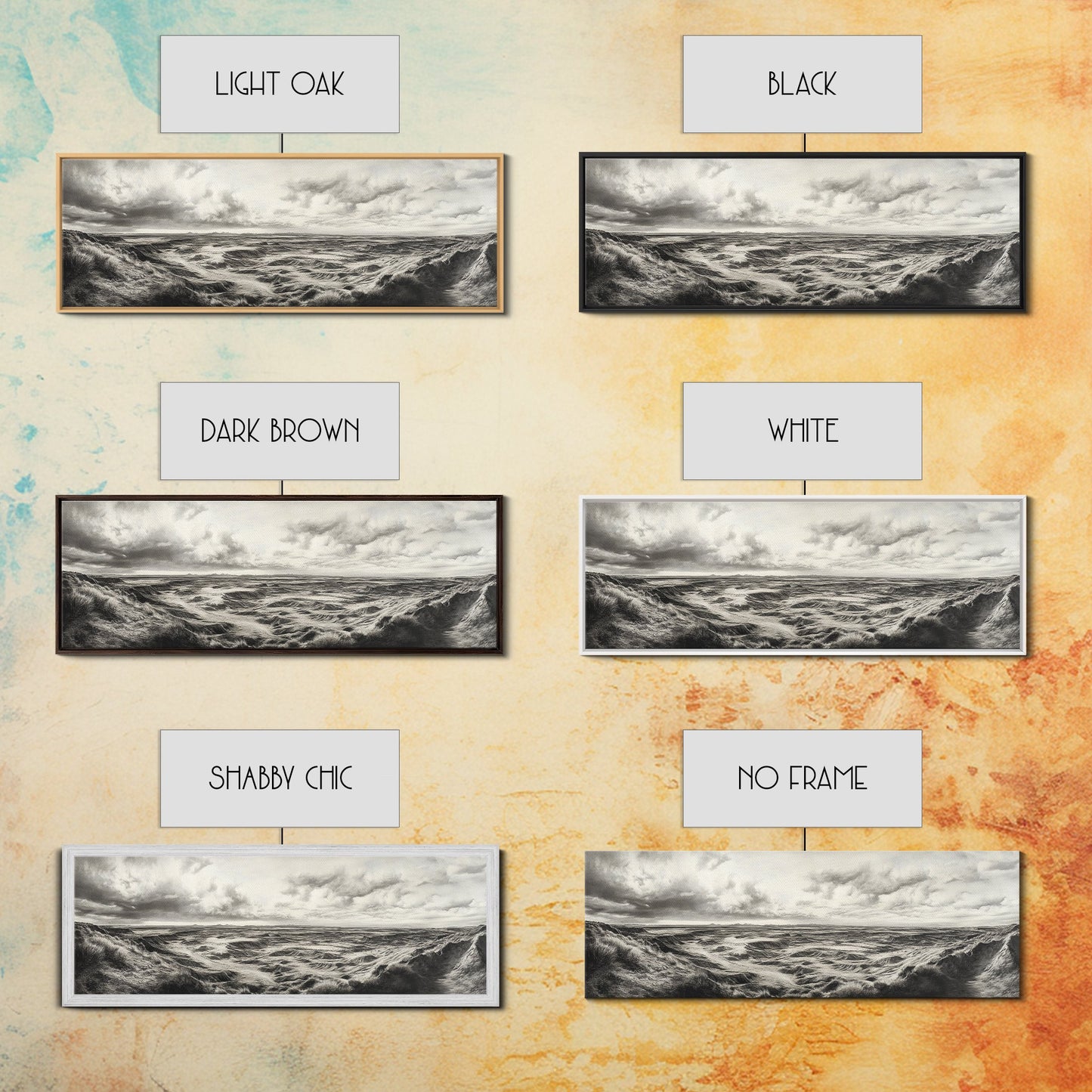 Desert Canyon Scene, Western Landscape, Vast Horizon, Framed Canvas Print, Rustic Wall Art, Neutral Earth Tones, Office Or Living Room