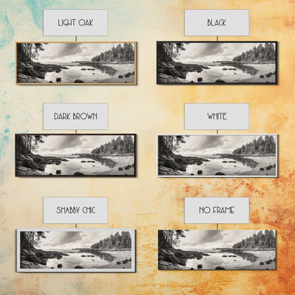 Tidal Pools, Coastal Calm, Forest Edge, Framed Canvas Print, Tranquil Bathroom Art, Pacific Northwest Decor, Nature Inspired Style