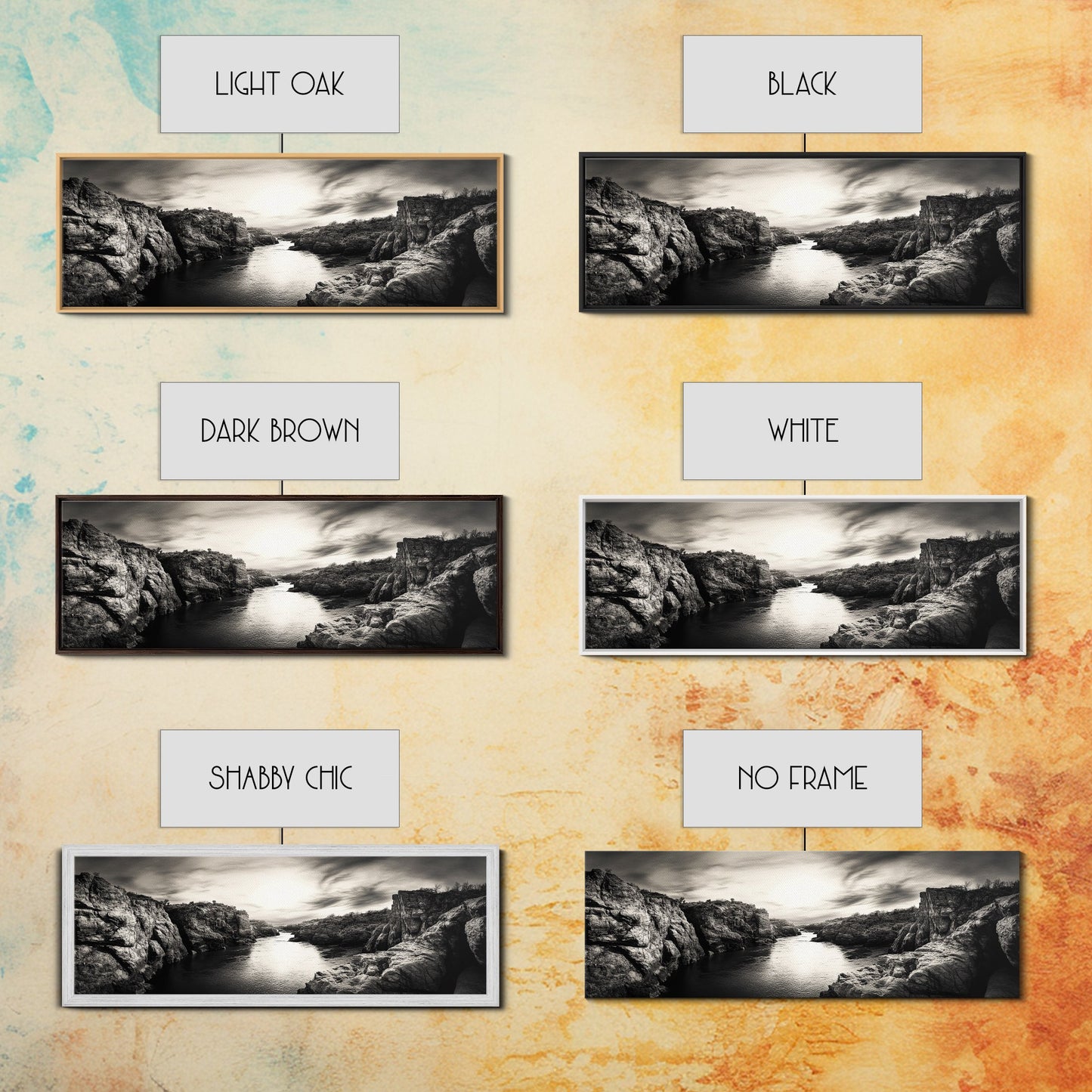 Canyon River Sunset, Dramatic Sky Photography, Nature Scene Art, Framed Canvas Print, Office or Hallway Wall Decor, Bold Earth Tones