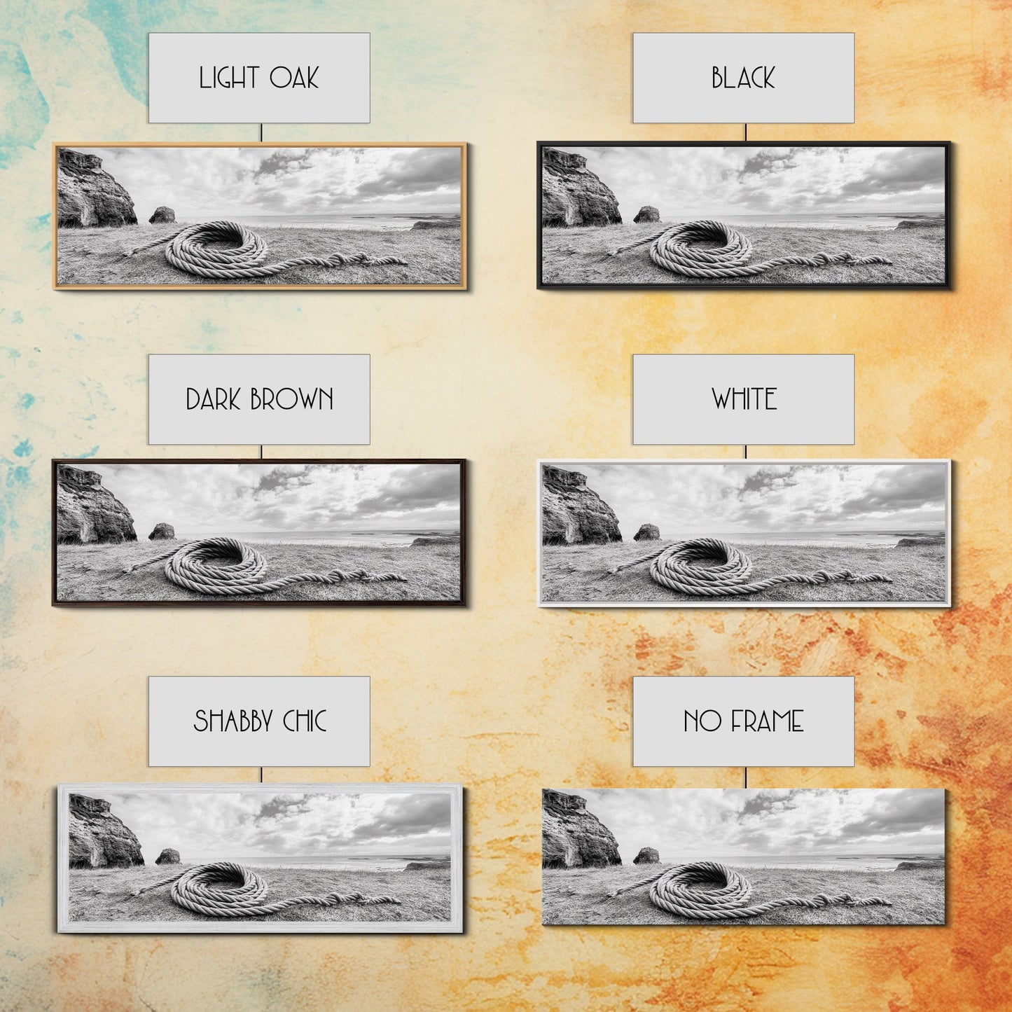 Coastal Rope, Windswept Bluff, Seaside Grass, Framed Canvas Print, Beach House Art, Nautical Decor, Neutral Living Room Style