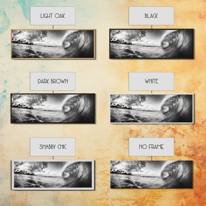 Barrel Wave Curl, Surfer's Dream, Ocean Power, Framed Canvas Print, Coastal Wall Art, Beach House Decor, Surf Photography