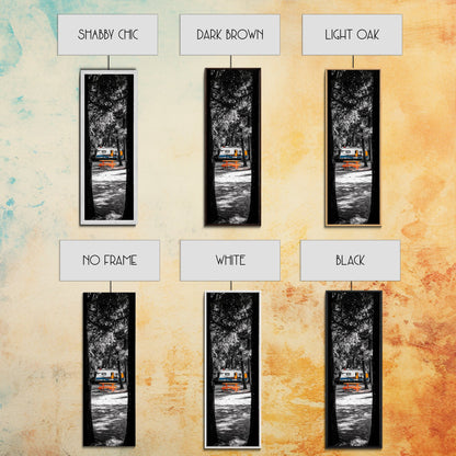 Camper Life, Autumn Picnic, RV Camping Scene, Framed Canvas Print, Rustic Travel Decor, Nature Wall Art, Adventure Home Style