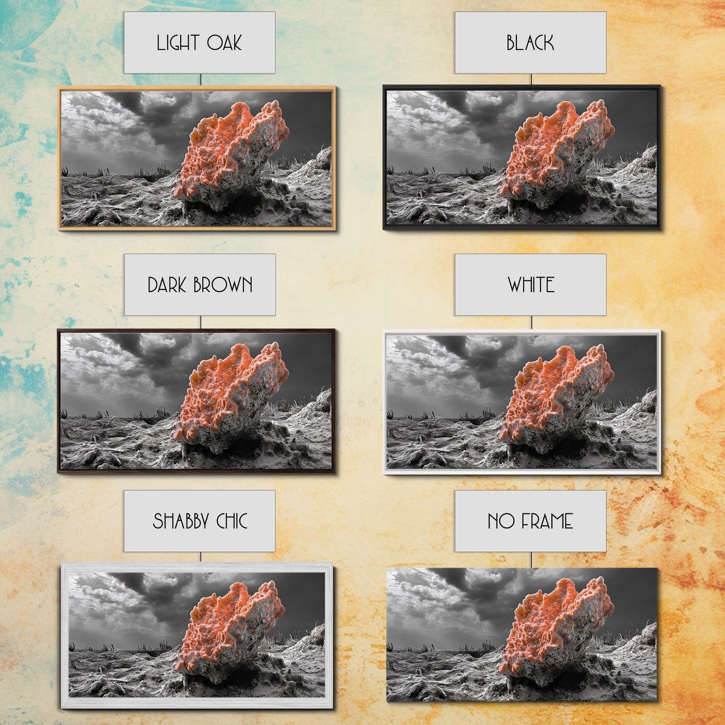 Coral Texture Art, Desert Coral Print, Earthy Organic Decor, Vibrant Nature Scene, Framed Canvas Print, Living Room Wall Art, Natural Art