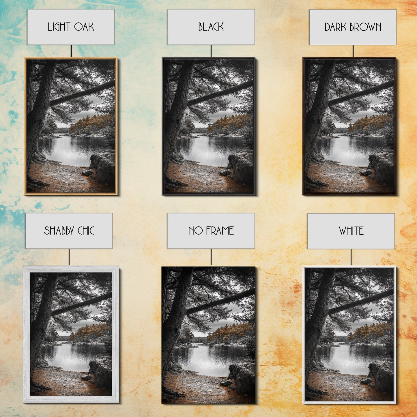 Autumn Forest Lake, Nature Photography, Scenic Landscape, Canvas Print, Rustic Cabin Decor, Neutral Tones, Bedroom Wall Art, Outdoor Art