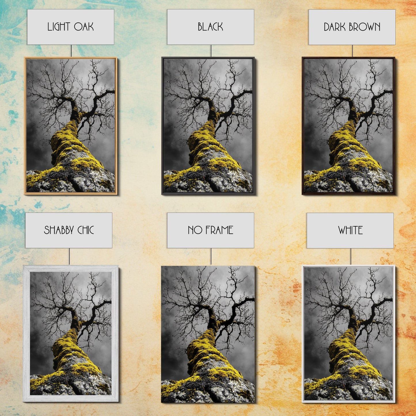 Moss Covered Tree, Dramatic Nature Scene, Autumn Forest Decor, Moody Woodland Art, Framed Canvas Print, Rustic Living Room Wall Art