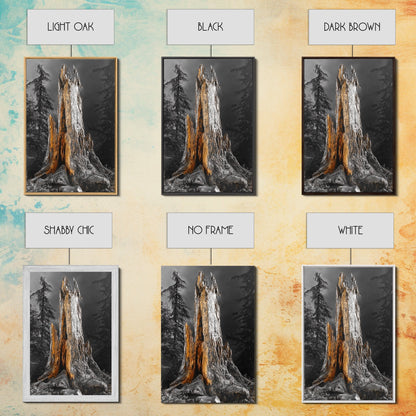 Forest Stump, Enchanted Tree, Woodland Nature, Autumn Mood, Framed Canvas Print, Rustic Wall Art, Cabin Decor, Fall Wall Accent