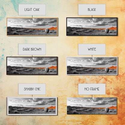 Arizona Desert Cactus, Orange Sunset Landscape, Saguaro Art, Framed Canvas Print, Western Wall Decor, Rustic Living Room Accent