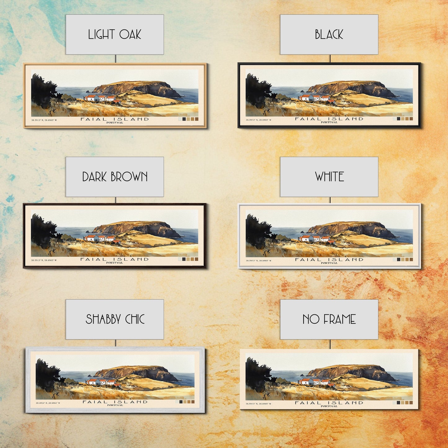 Faial Island, Portugal Watercolor Beach Print, Vacation Gift, Portugal Wall Art, Framed Canvas Print, Framed Beach Painting