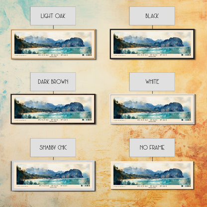 Koh Phi Phi, Thailand Watercolor Print, Vacation Gift, Thailand Wall Art, Beach Painting, Beach Decor, Large Wall Art, Wood Frame Art