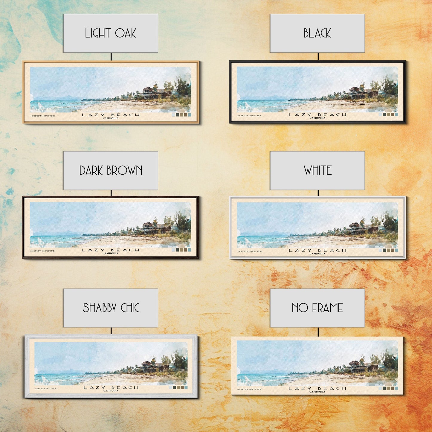 Lazy Beach, Cambodia Watercolor Beach Print, Vacation Gift, Cambodia Wall Art, Beach Painting, Beach Decor, Beach Painting