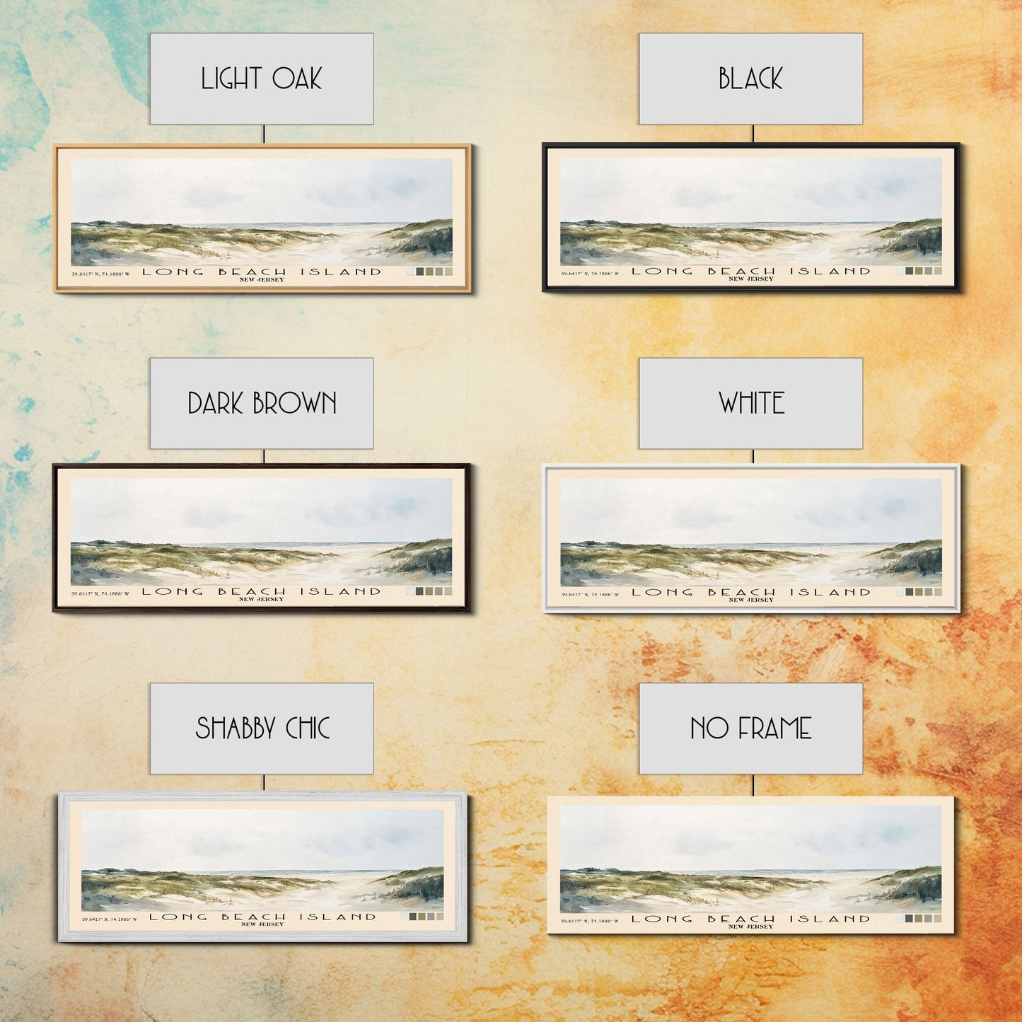 Long Beach Island, New Jersey Watercolor Print, Vacation Gift, New Jersey Wall Art, Beach Painting, Beach Decor, Large Wall Art, Wood Frame Art