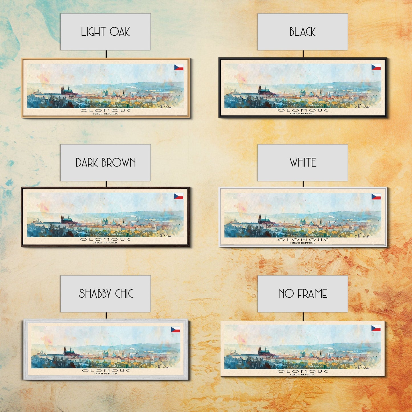 Olomouc Czech Republic Travel Art, City Art, Framed Canvas Print or Metal Wall Art, Europe Travel Poster, Panoramic Wall Art, Extra Wide Wall Art