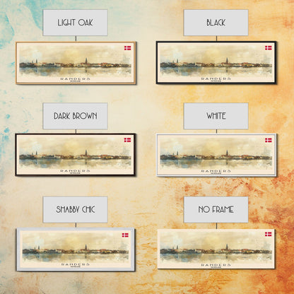 Randers Denmark Travel Art, City Art, Framed Canvas Print or Metal Wall Art, Europe Travel Poster, Panoramic Wall Art, Extra Wide Wall Art