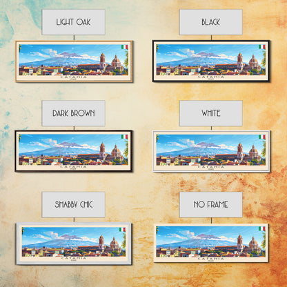 Catania Italy Travel Print Wall Art, Panoramic City Art, Travel Art, Wall Decor, Vacation Gift, Framed Canvas Print Or Metal Art