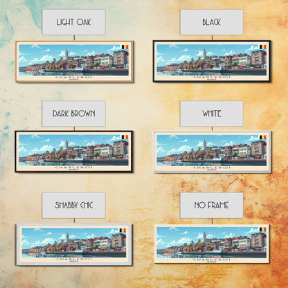 Charleroi Belgium Travel Print Wall Art, Panoramic City Art, Travel Art, Wall Decor, Vacation Gift, Framed Canvas Print Or Metal Art