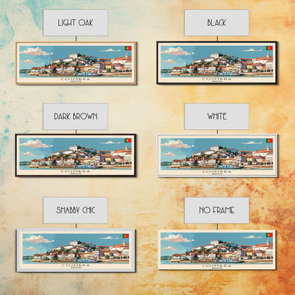 Coimbra Portugal Travel Art, City Art, Framed Canvas Print or Metal Wall Art, Europe Travel Poster, Panoramic Wall Art, Extra Wide Wall Art