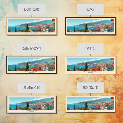 Funchal Portugal Travel Print Wall Art, Panoramic City Art, Travel Art, Wall Decor, Vacation Gift, Framed Canvas Print Or Metal Art