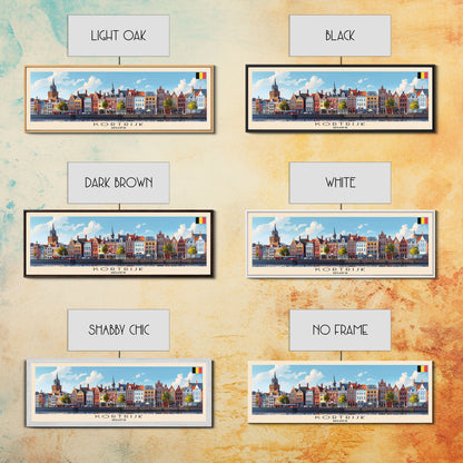 Kortrijk Belgium Travel Print Wall Art, Panoramic City Art, Travel Art, Wall Decor, Vacation Gift, Framed Canvas Print Or Metal Art