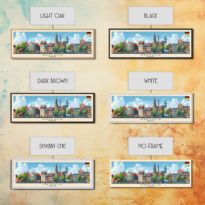 Krefeld Germany Panoramic Travel Poster, Framed Canvas Print or Metal Wall Art, Travel Art, Home Decor, Panoramic Painting, Midcentury Art