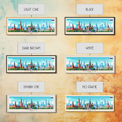 Moscow Russia Travel Print Wall Art, Panoramic City Art, Travel Art, Wall Decor, Vacation Gift, Framed Canvas Print Or Metal Art