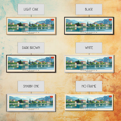 Podgorica Montenegro Travel Art, City Art, Framed Canvas Print or Metal Wall Art, Europe Travel Poster, Panoramic Wall Art, Extra Wide Wall Art