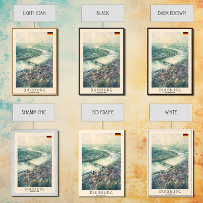 Duisburg, Germany Framed Canvas Print. Ideal Wall Art for Modern Living Room or Bedroom Decor, Stunning Urban Travel Poster.