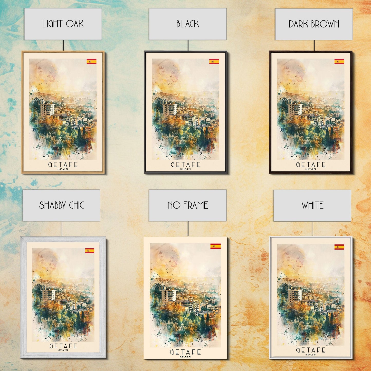 Getafe Spain Skyline Art, Framed Canvas Print, Bedroom Wall Art, Travel Poster Art, Home Decoration, Spanish Art