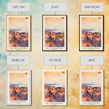 Helsingborg Sweden Coastal Town Art, Framed Canvas Wall Art, Home Decor, Living Room Art, Scandinavian Poster, Wall Decor, Travel Poster Art