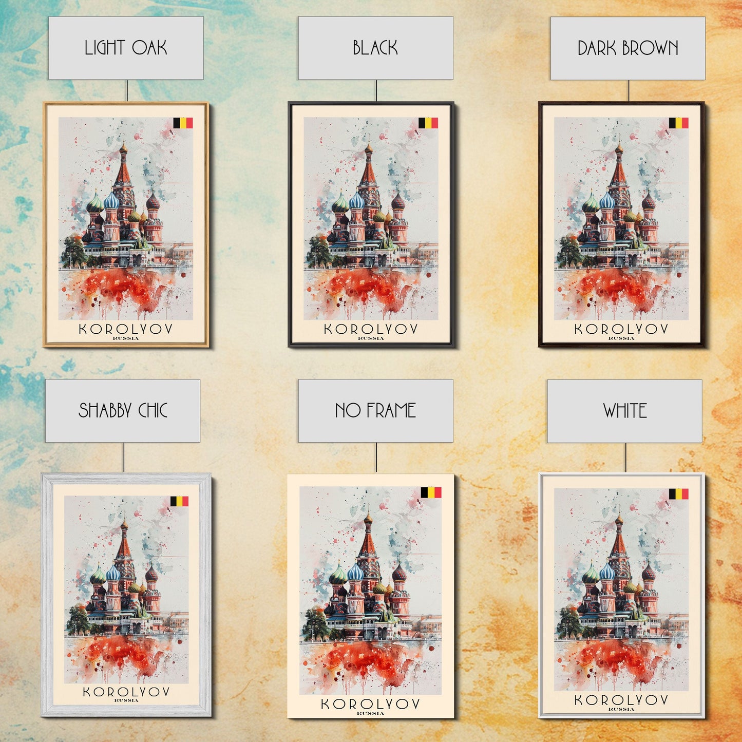 Korolyov Russia Scenic Cityscape, Framed Canvas Print, Travel Poster, Wall Art, Dining Room Decor, Russian Urban Landscape, Cityscape Painting