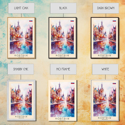 Kortrijk Belgium Charming Cityscape, Framed Canvas Print, Travel Poster, Wall Art, Nursery Decor, Belgian Urban Scene, Charming City Artwork