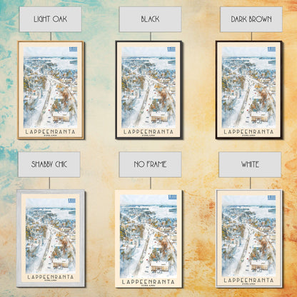 Lappeenranta Finland Travel Poster Framed Canvas Print, Scenic Landscape, Watercolor Painting, Wall Art, Home Decor, Travel Print, Artistic Gift