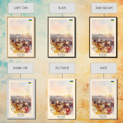 Rivne Ukraine Travel Poster Framed Canvas Print, Watercolor Painting, Scenic Wall Art, Home Decor, Ukrainian Landscape, Classic Art