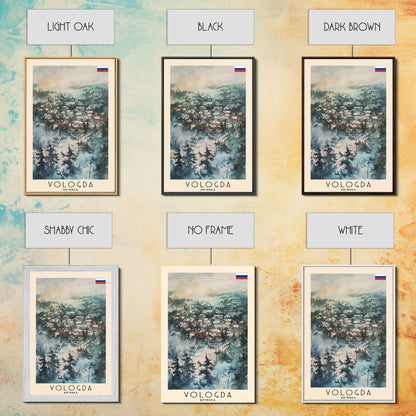 Vologda Russia Travel Poster Framed Canvas Print, Watercolor Painting, Scenic Wall Art, Home Decor, Russian Landscape, Rustic Art