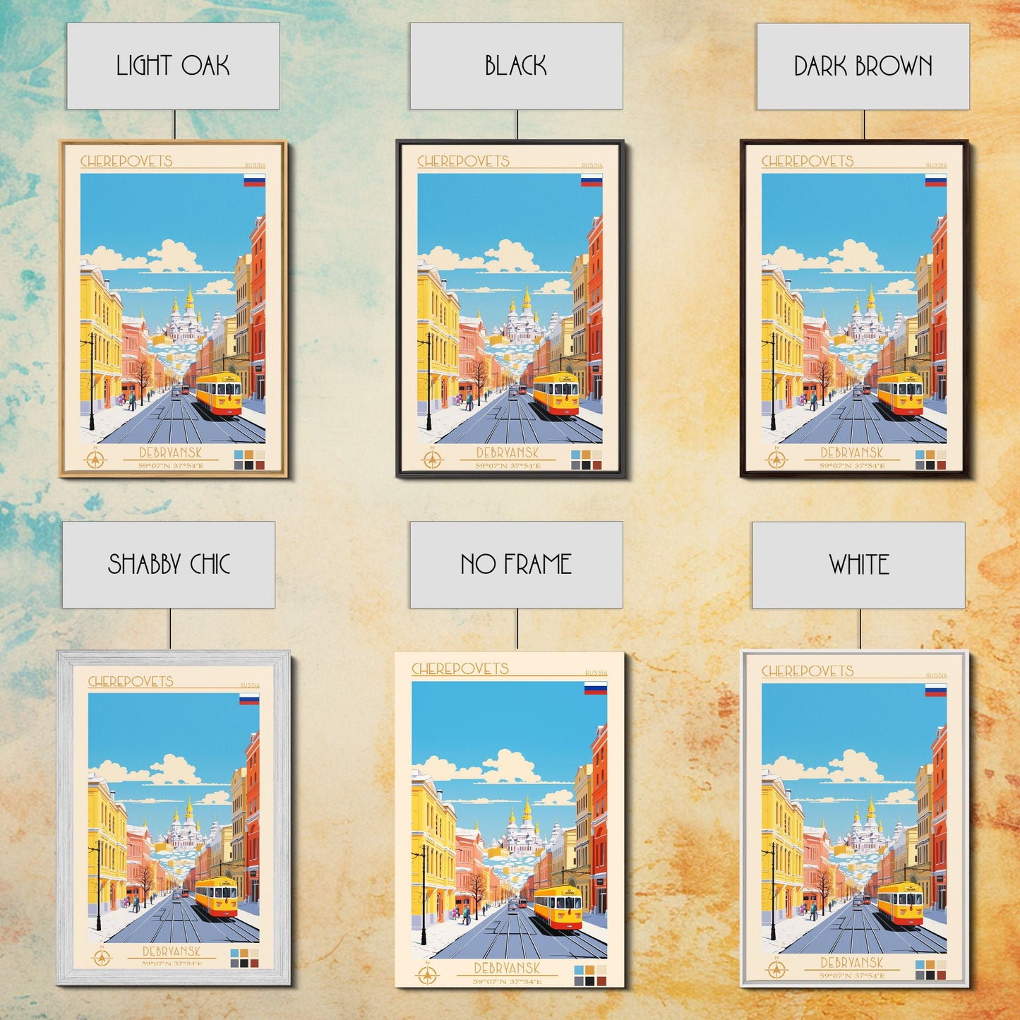 Cherepovets Russia Travel Poster Framed Canvas Print, Midcentury Modern Art, Pop Art Wall Decor, Home Decor, Vacation Gift, Living Room Art