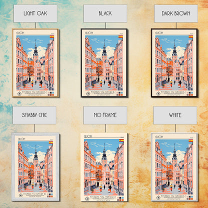 Gijón Spain Travel Poster Framed Canvas Print, Midcentury Modern Art, Pop Art Wall Decor, Scenic Wall Art, Living Room Decoration, Office Art