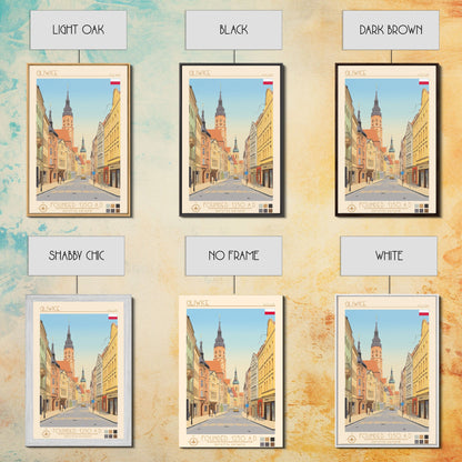 Gliwice Poland Travel Poster Framed Canvas Print, Midcentury Modern Art, Pop Art Wall Decor, Scenic Living Room Art, Bedroom Decor