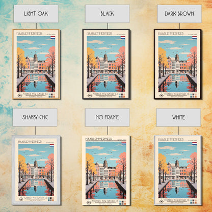 Haarlemmermeer Netherlands Travel Poster Framed Canvas Print, Midcentury Modern Art, Pop Art Wall Decor, Scenic Wall Art, Living Room Decoration, Office Art