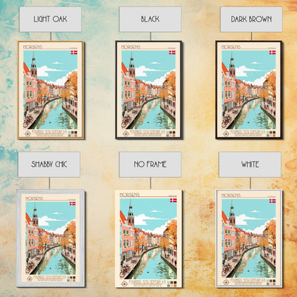 Horsens Denmark Travel Poster Framed Canvas Print, Midcentury Modern Art, Pop Art Wall Decor, Home Decor, Vacation Gift, Office Art