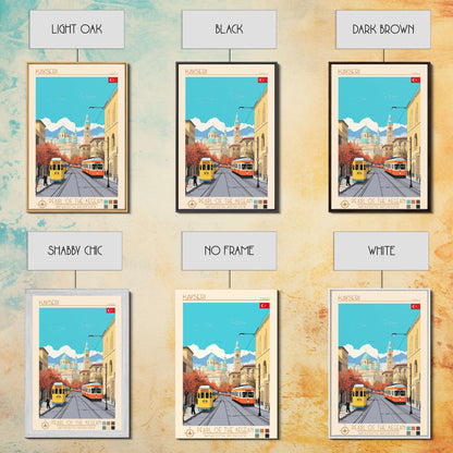 Kayseri Turkey Travel Poster Framed Canvas Print, Midcentury Modern Art, Pop Art Wall Decor, Scenic Wall Art, Living Room Decoration, Office Art